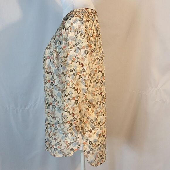 LC Lauren Conrad Floral Sheer Chiffon Blouse - Picture 3 of 9